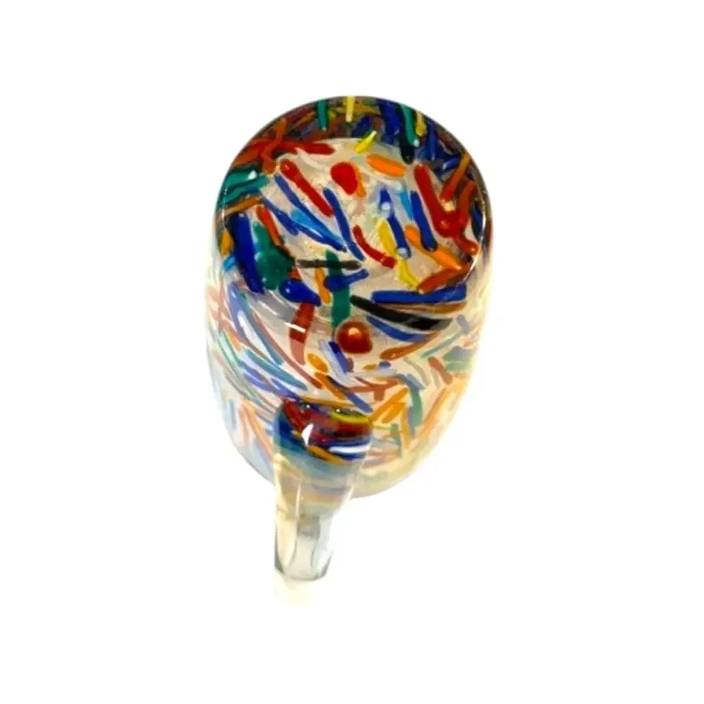 Pier 1 Confetti Hand Blown Multicolor Art Glass Pitcher 9.25
